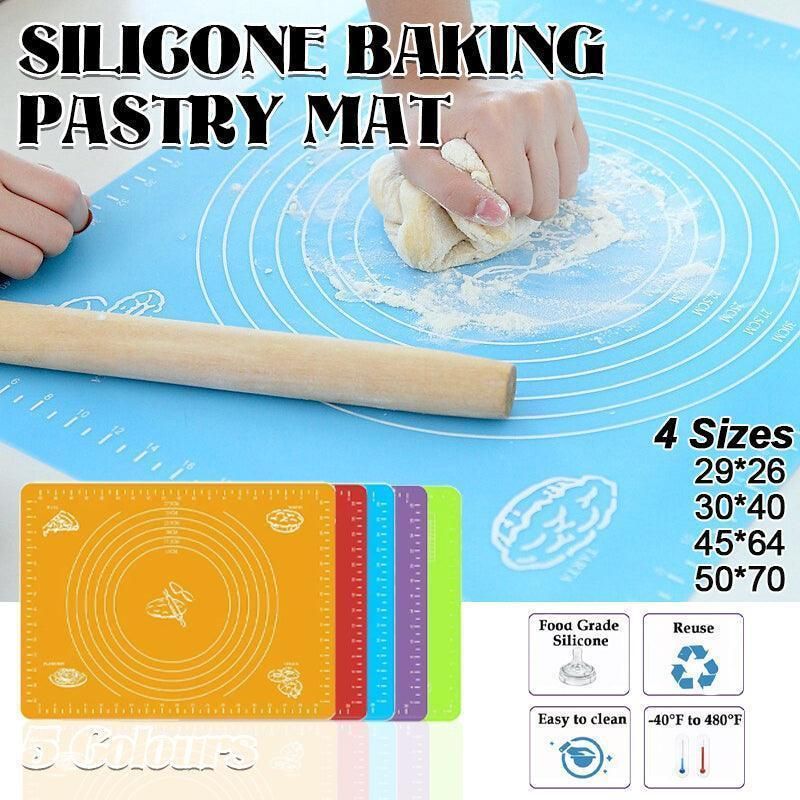 Green Reusable Non-Stick Silicone Rolling Dough Mat Cake Pastry Baking Fondant Sheet - 40*30cm
