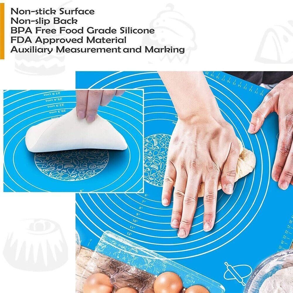 Green Reusable Non-Stick Silicone Rolling Dough Mat Cake Pastry Baking Fondant Sheet - 64*45cm