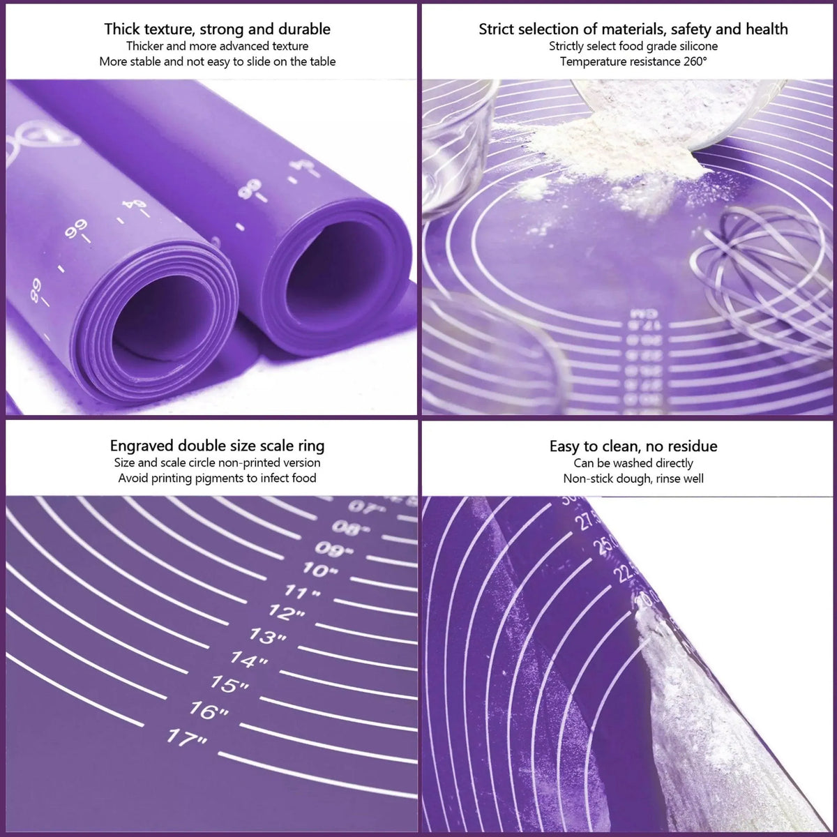 Green Reusable Non-Stick Silicone Rolling Dough Mat Cake Pastry Baking Fondant Sheet - 64*45cm
