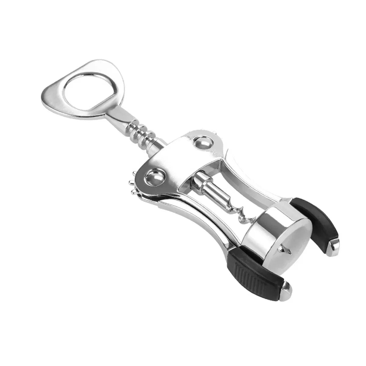 Wine Corkscrew Bottle Opener Winged Lever Zinc Alloy Crown Cap Lifter Silver
