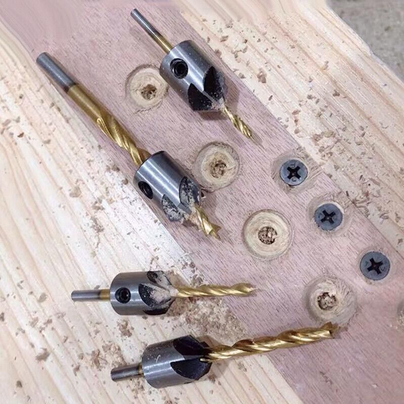 8Pcs 3-10Mm 5 Flute Countersink Drill Bit Set Reamer Woodworking Chamfer Tools