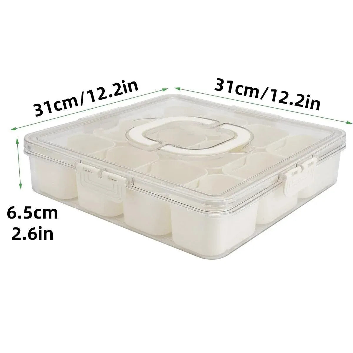 2pcs Salad Box Portable Sealed Bento Box Transparent Fruit Storage 12 Squares