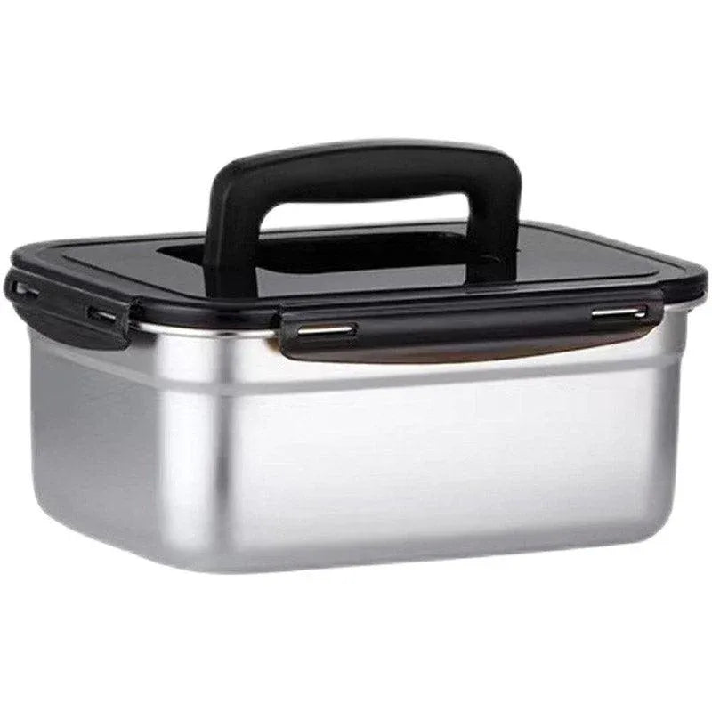 Square 304 Stainless Steel Crisper Box with Lid Large Capacity Lunch Box Storage