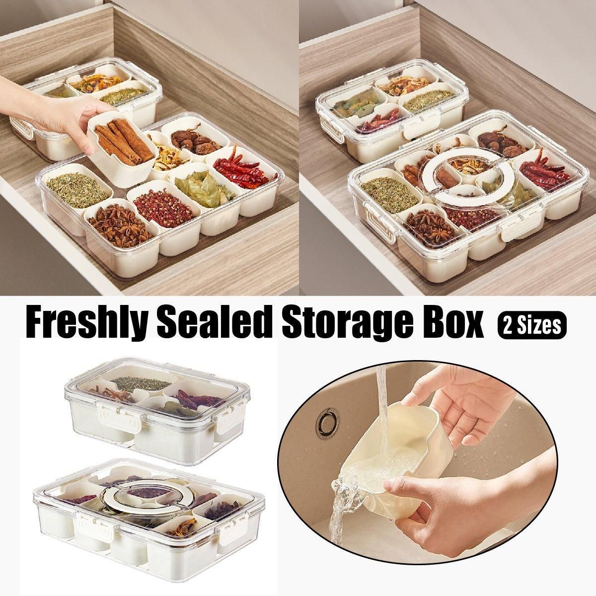 Food Grade Airtight Storage Box Portable Multi-compartment Seasoning Container - Small