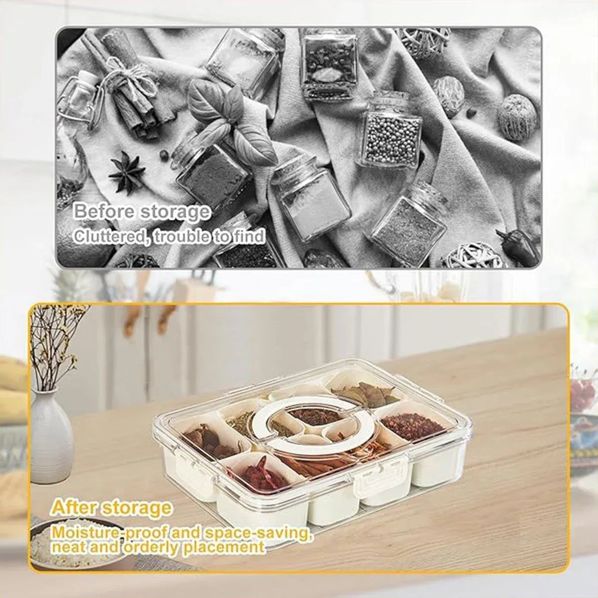 Food Grade Airtight Storage Box Portable Multi-compartment Seasoning Container - Small
