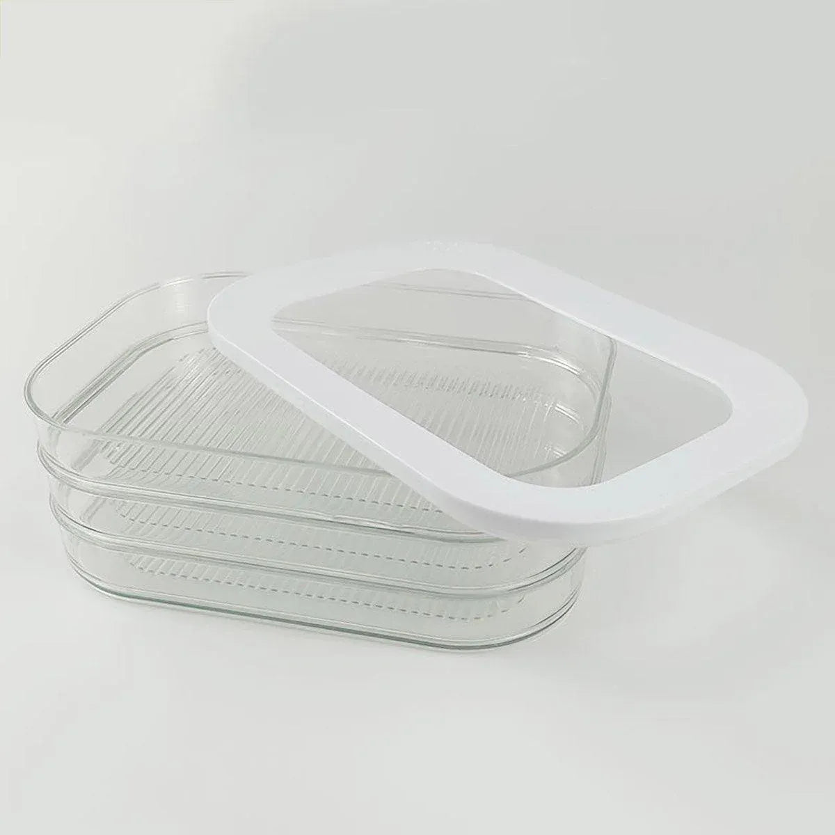 Food Grade Transparent Plastic Freezer Storage Box With Lid For Kitchen Fridge