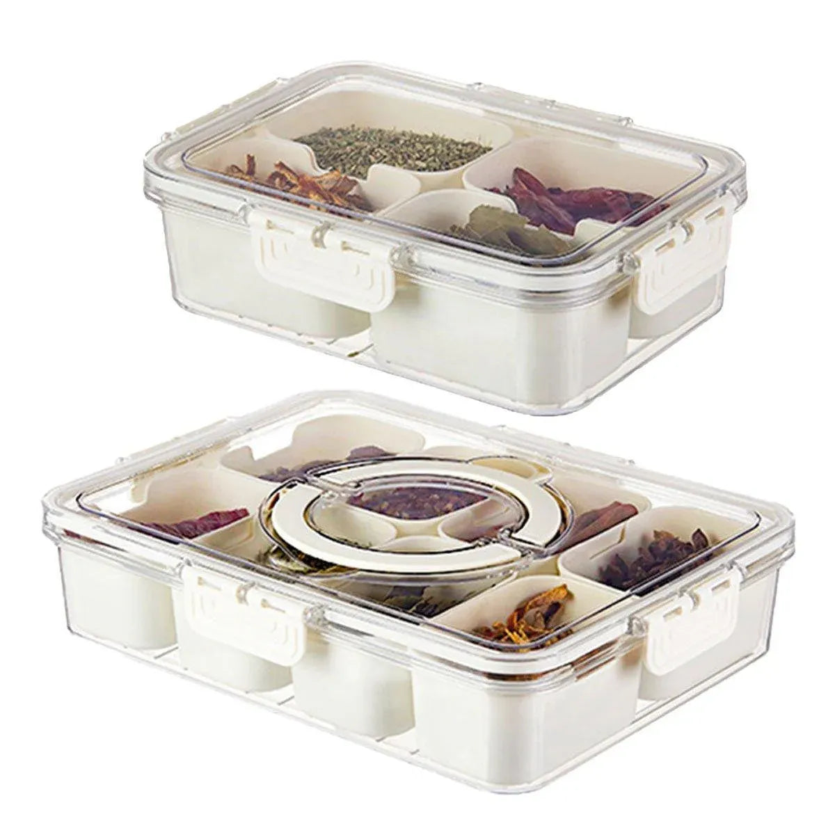 Food Grade Airtight Storage Box Portable Multi-compartment Seasoning Container - Large