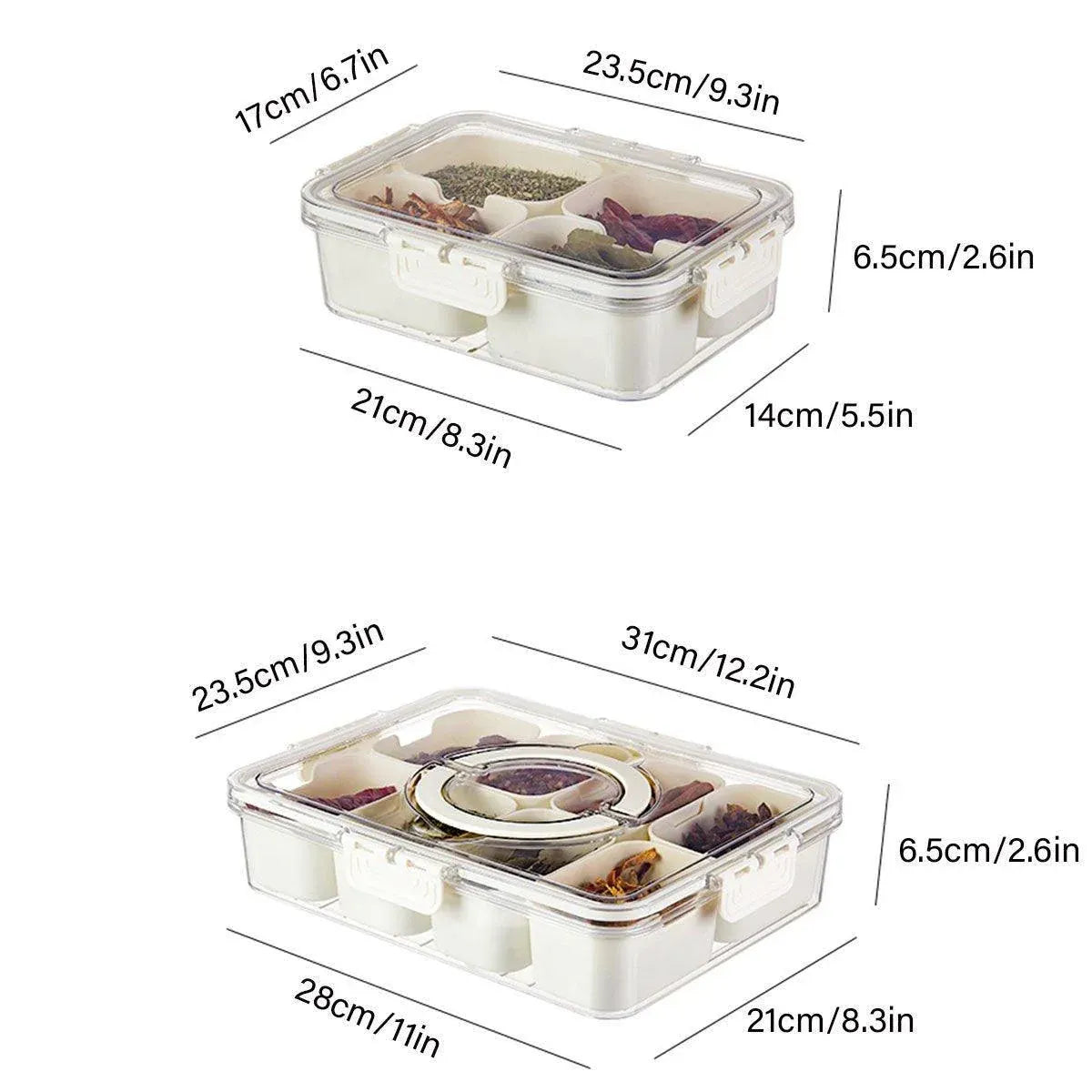 Food Grade Airtight Storage Box Portable Multi-compartment Seasoning Container - Large