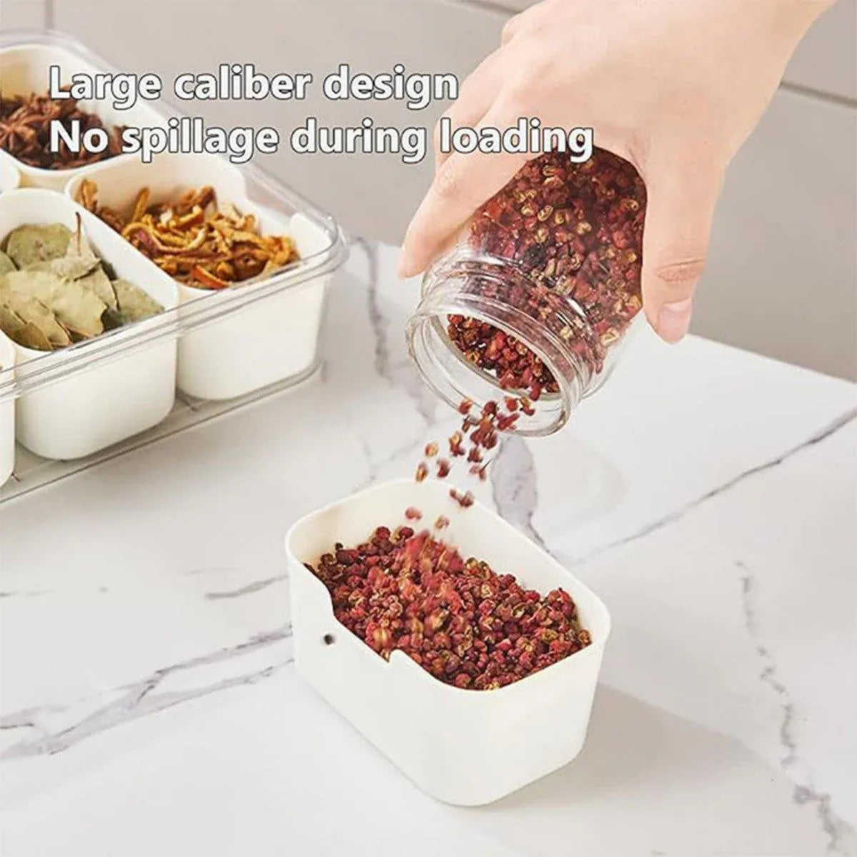 Food Grade Airtight Storage Box Portable Multi-compartment Seasoning Container - Large