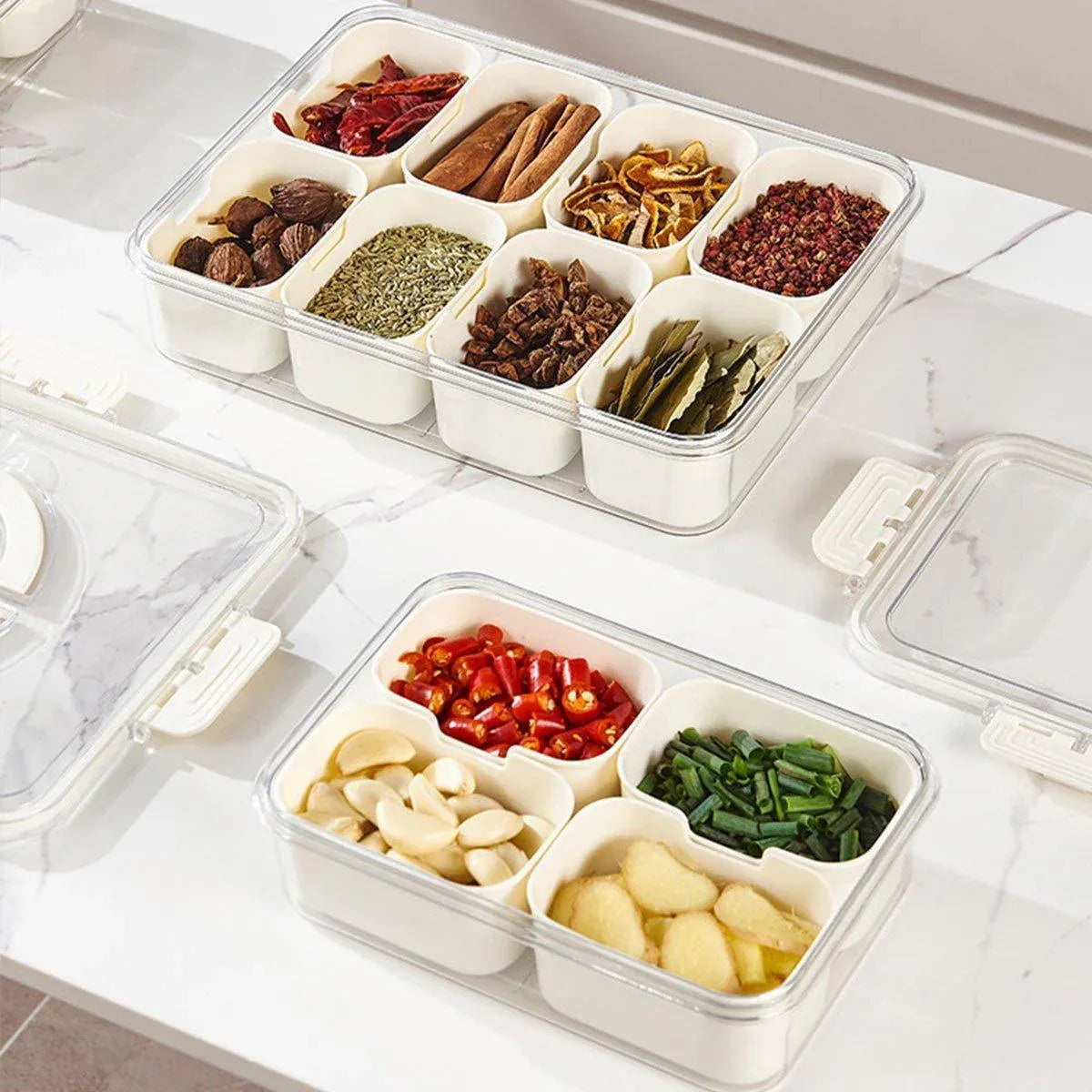 Food Grade Airtight Storage Box Portable Multi-compartment Seasoning Container - Large