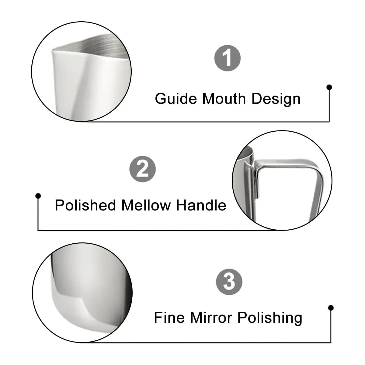 Stainless Steel Latte Art Cup 350ml 600ml Milk Frothing Pitcher Coffee Barista - 350ml