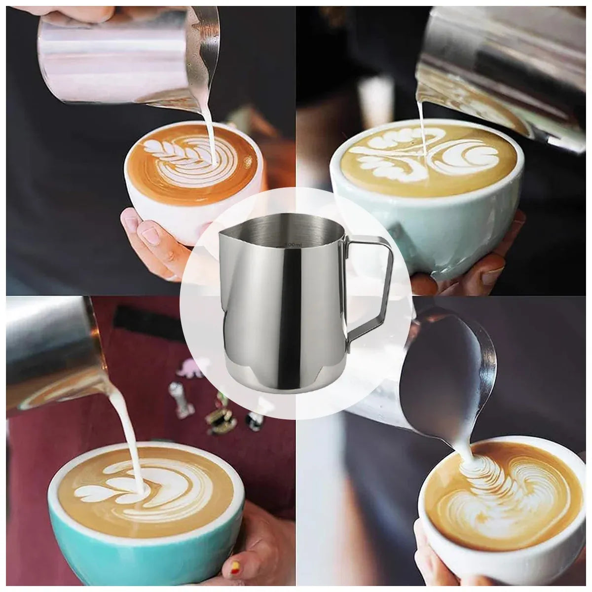 Stainless Steel Latte Art Cup 350ml 600ml Milk Frothing Pitcher Coffee Barista - 350ml