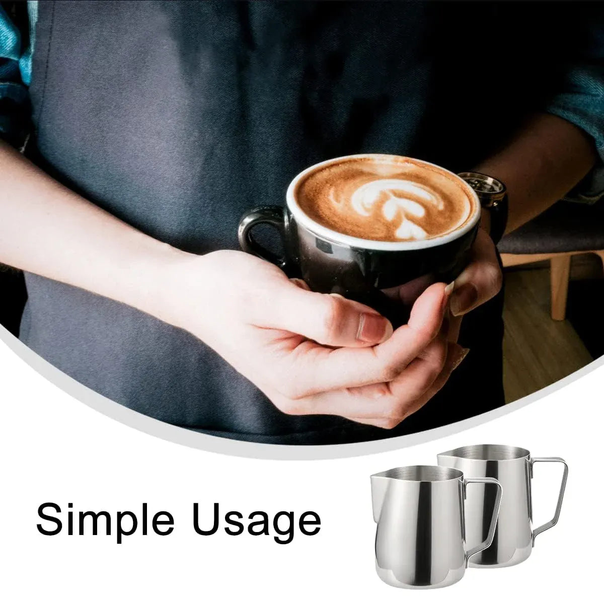 Stainless Steel Latte Art Cup 350ml 600ml Milk Frothing Pitcher Coffee Barista - 350ml