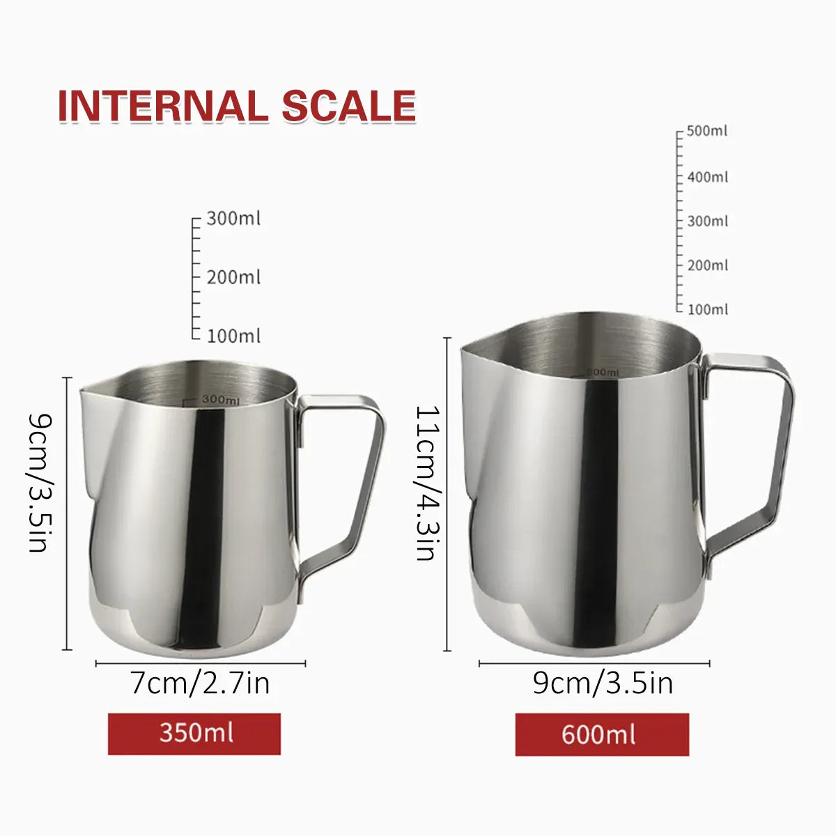 Stainless Steel Latte Art Cup 350ml 600ml Milk Frothing Pitcher Coffee Barista - 600ml