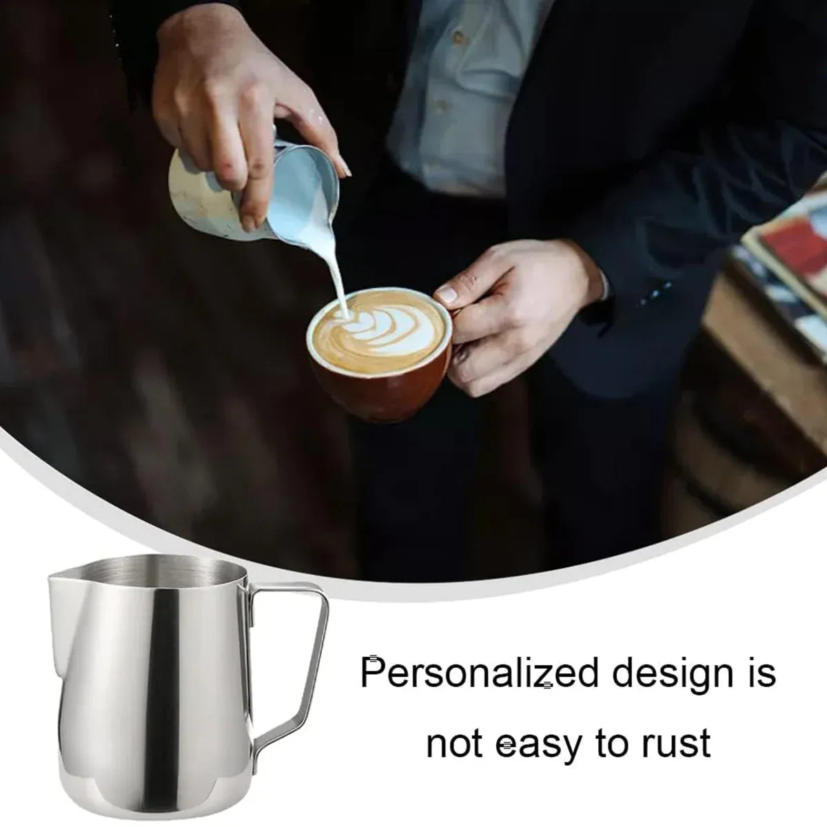 Stainless Steel Latte Art Cup 350ml 600ml Milk Frothing Pitcher Coffee Barista - 600ml