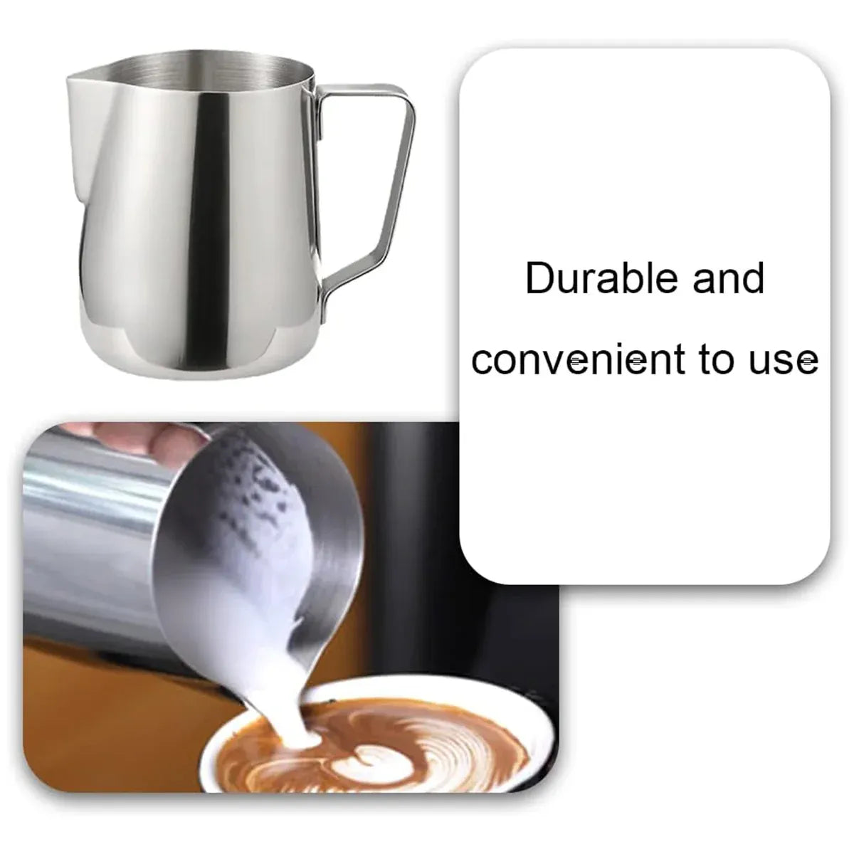 Stainless Steel Latte Art Cup 350ml 600ml Milk Frothing Pitcher Coffee Barista - 600ml