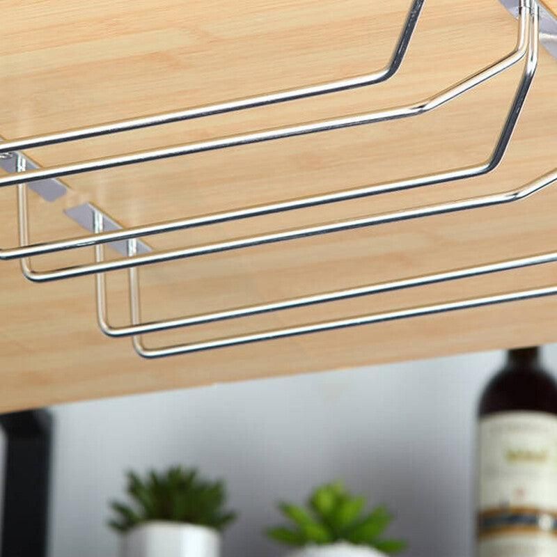 Under Cabinet Wine Glass Holder Rack 1PC Steel Hanging Cup Storage Bar Shelf