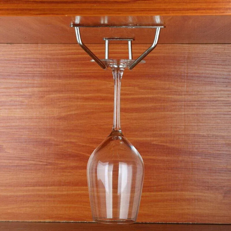 Under Cabinet Wine Glass Holder Rack 1PC Steel Hanging Cup Storage Bar Shelf
