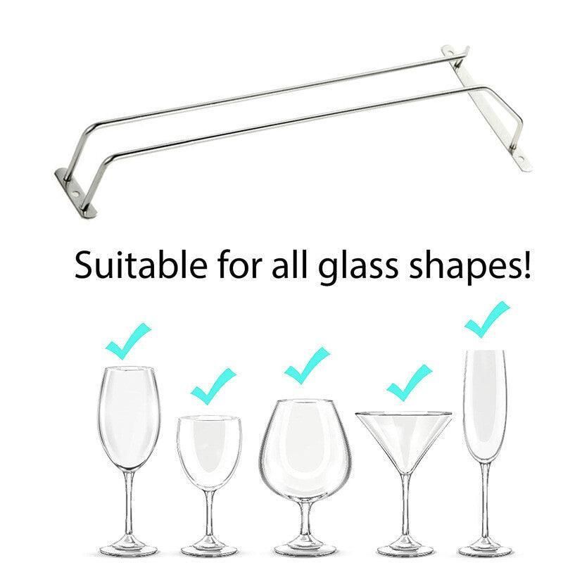 Under Cabinet Wine Glass Holder Rack 1PC Steel Hanging Cup Storage Bar Shelf