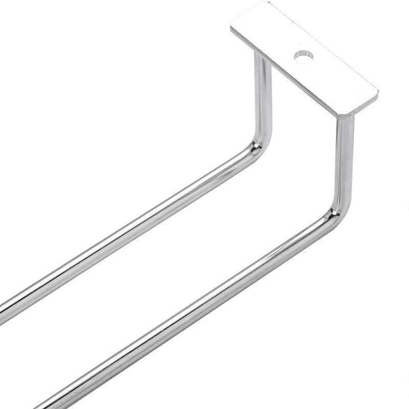 Under Cabinet Wine Glass Holder Rack 1PC Steel Hanging Cup Storage Bar Shelf