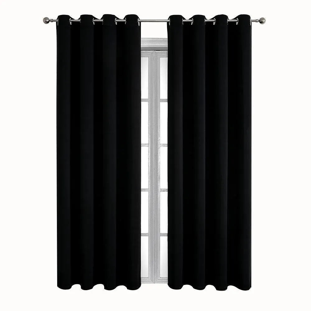 2pcs Semi Blackout Curtain Fabric Solid Colour Home Decor Drapes for Living Room - Yellow - 132x160cm