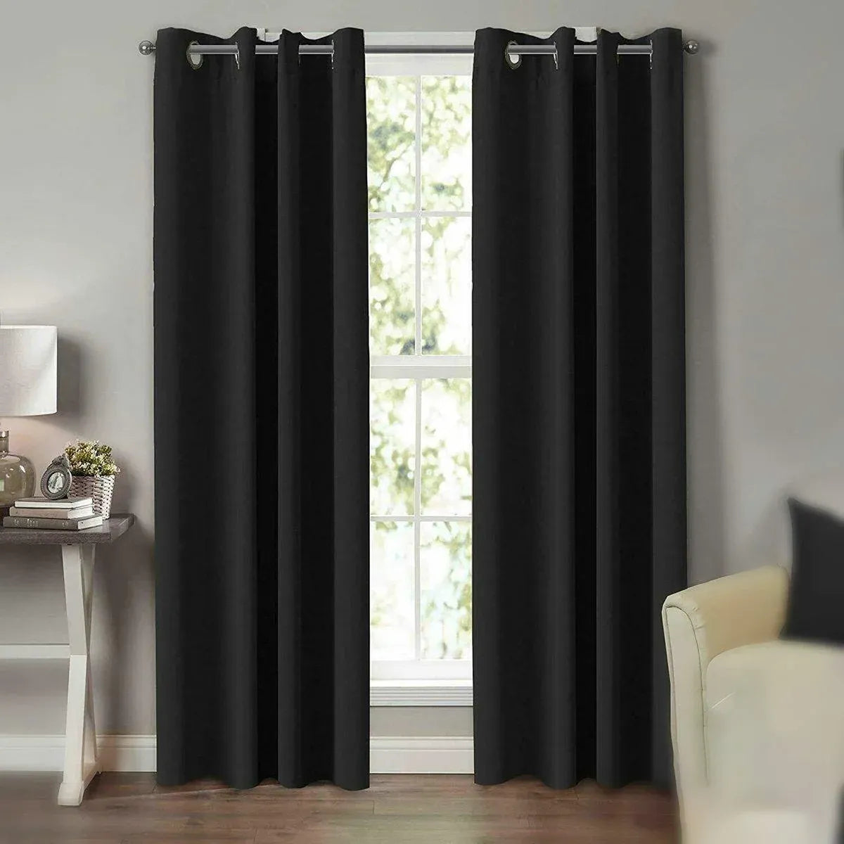 2pcs Semi Blackout Curtain Fabric Solid Colour Home Decor Drapes for Living Room - Yellow - 132x160cm