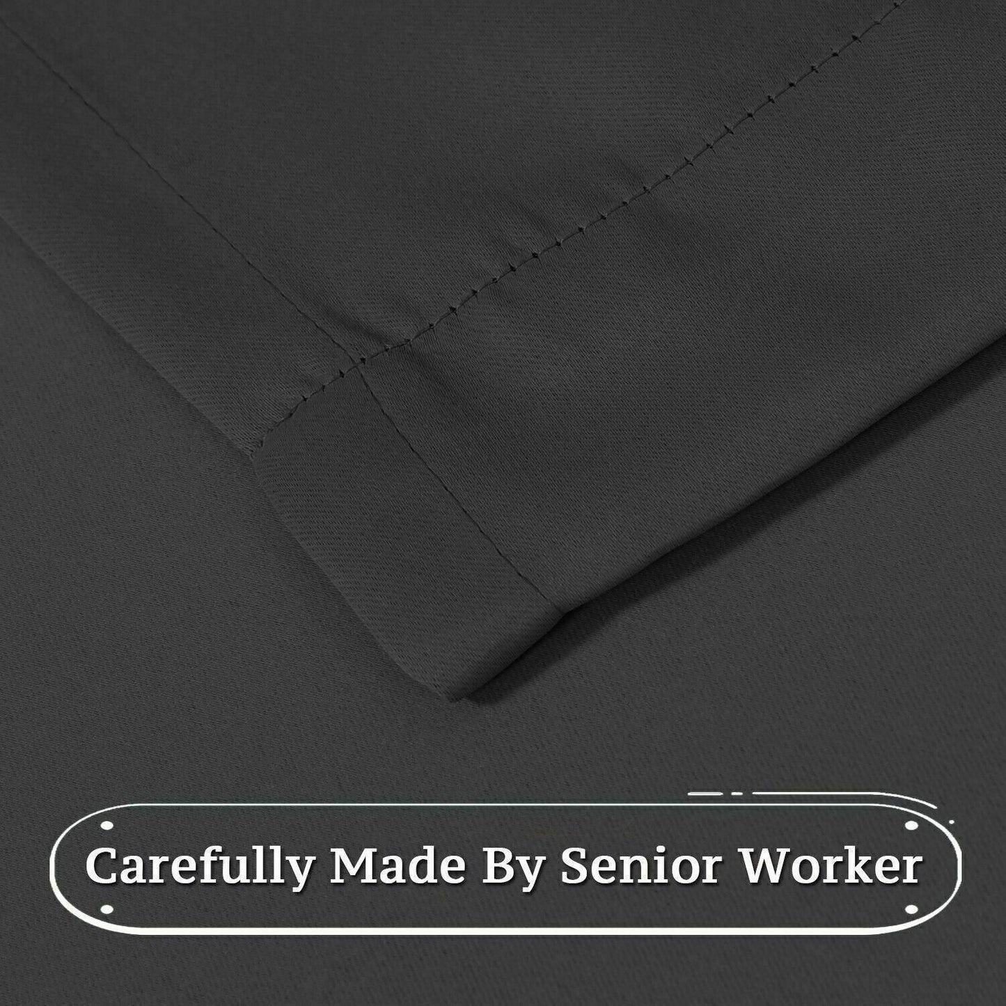 2pcs Semi Blackout Curtain Fabric Solid Colour Home Decor Drapes for Living Room - Dark Grey - 132x160cm