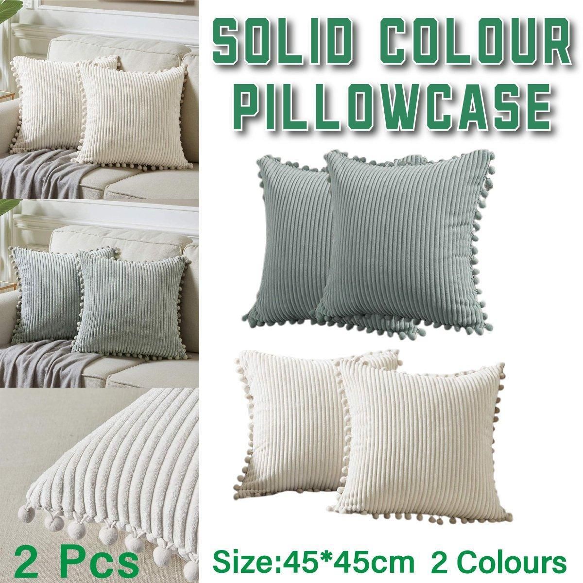 2PCS Corduroy Pillow Cover Luxury Decorative Cushion Case for Sofa Living Room - Grey