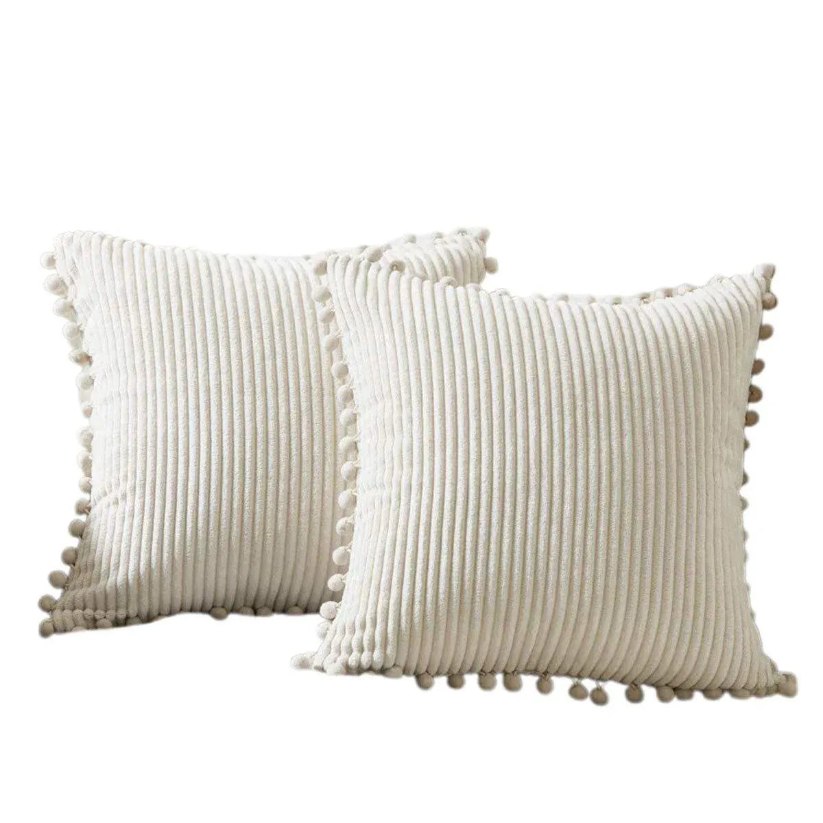 2PCS Corduroy Pillow Cover Luxury Decorative Cushion Case for Sofa Living Room - White