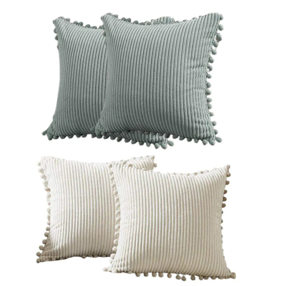 2PCS Corduroy Pillow Cover Luxury Decorative Cushion Case for Sofa Living Room - White