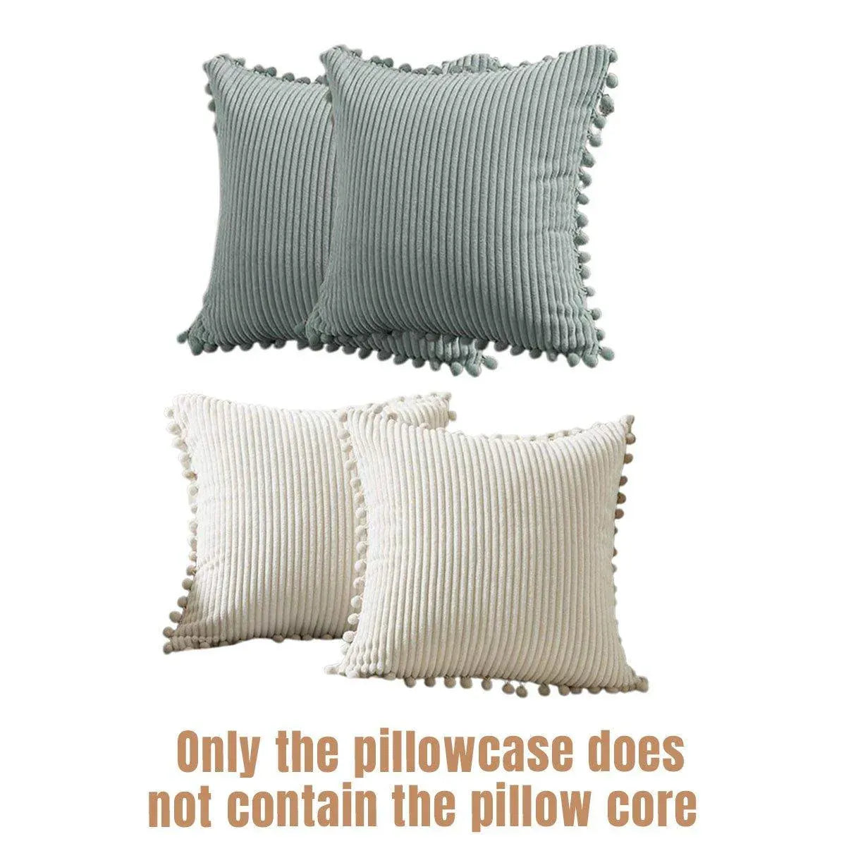 2PCS Corduroy Pillow Cover Luxury Decorative Cushion Case for Sofa Living Room - White