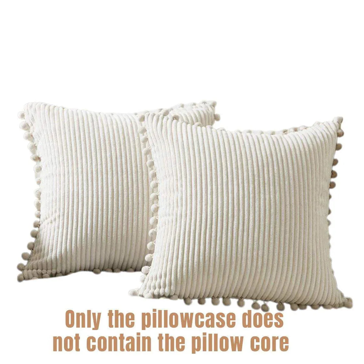 2PCS Corduroy Pillow Cover Luxury Decorative Cushion Case for Sofa Living Room - White