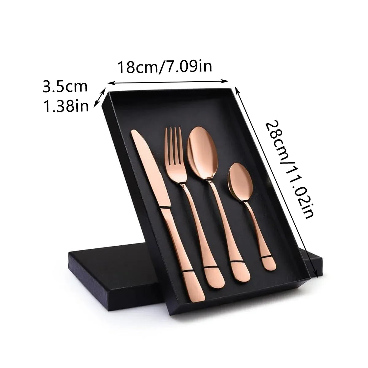 8-Piece Stainless Steel Cutlery Set - 2 Sets of Knife Fork Dinner Spoon Teaspoon - Rose Gold