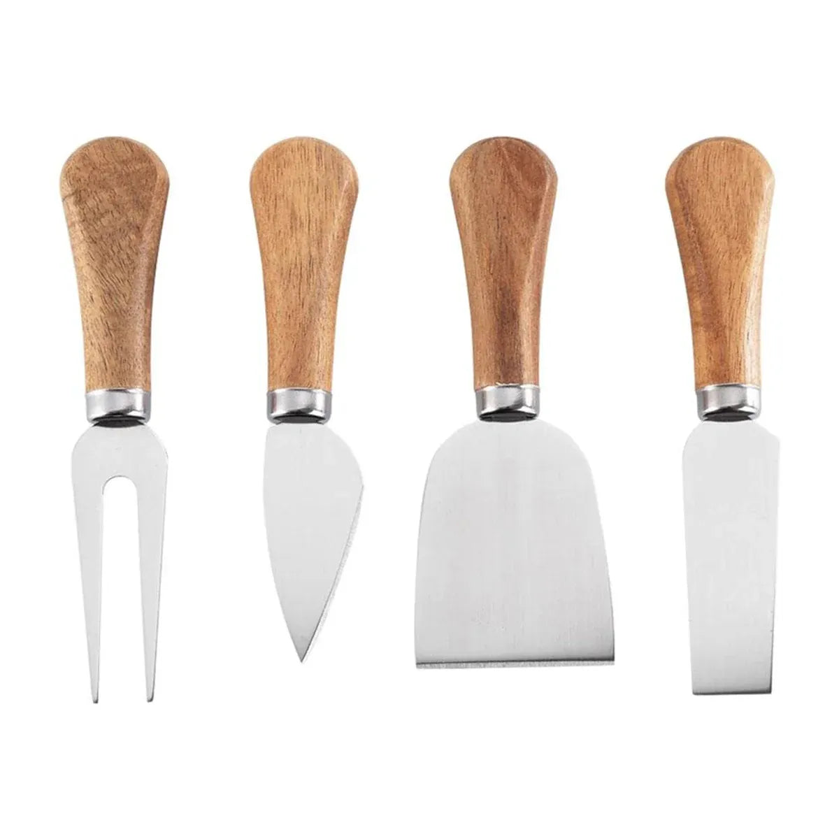 4 Piece Stainless Steel Cheese Knife Set Sharp Blades Ergonomic Handles Durable