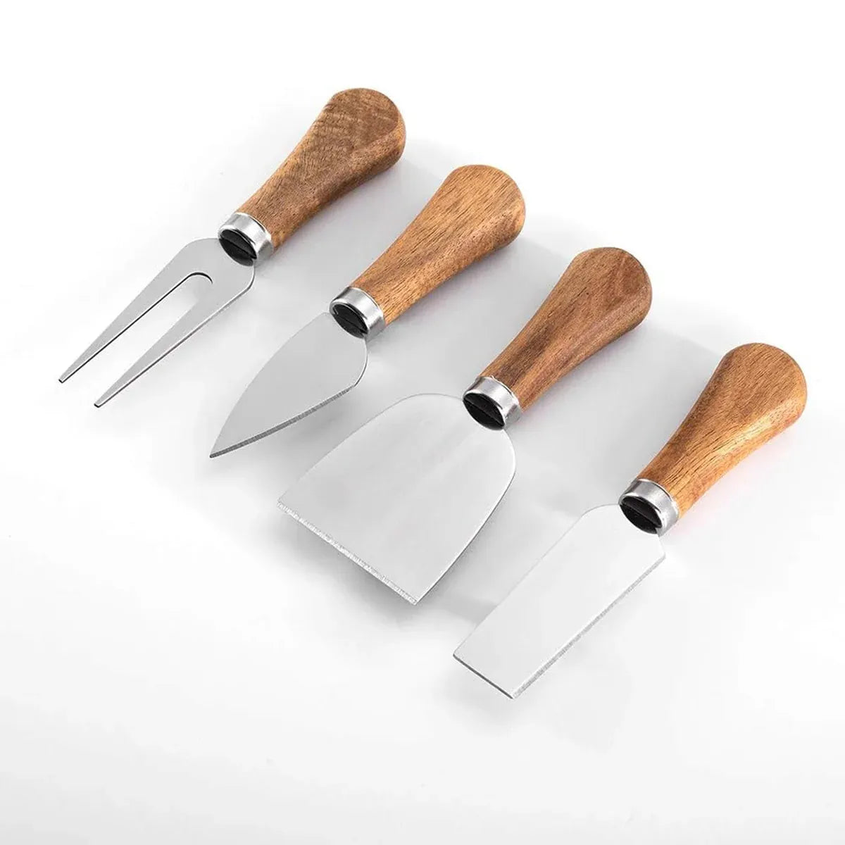 4 Piece Stainless Steel Cheese Knife Set Sharp Blades Ergonomic Handles Durable