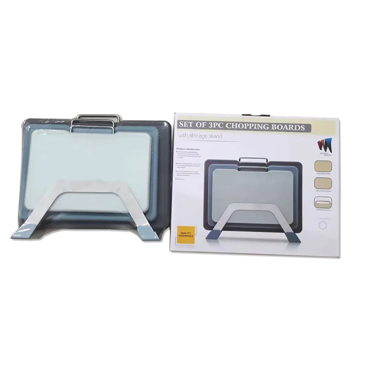 Cutting Board Set 3pcs Double Sided Chopping Boards for Kitchen Food Prep Use - Grey Blue