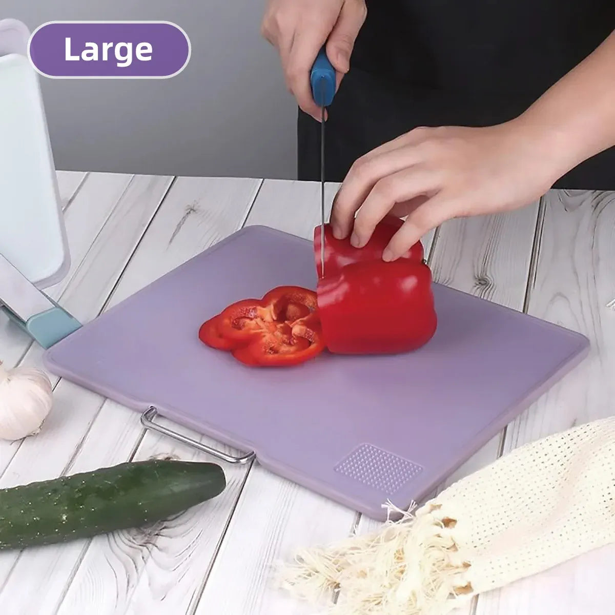 Cutting Board Set 3pcs Double Sided Chopping Boards for Kitchen Food Prep Use - Grey Blue