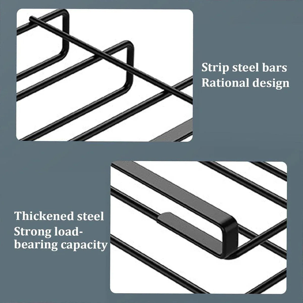 Double Stainless Steel Kitchen Organizer Shelf Rack Cabinet Storage Space Saver