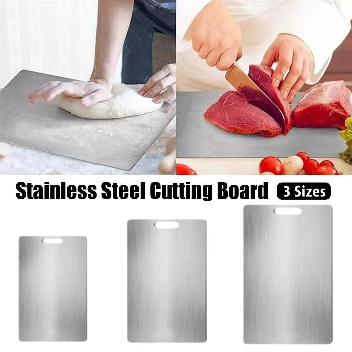 Double-Sided Stainless Steel Cutting Board Household Kitchen Chopping Board - 34x23cm