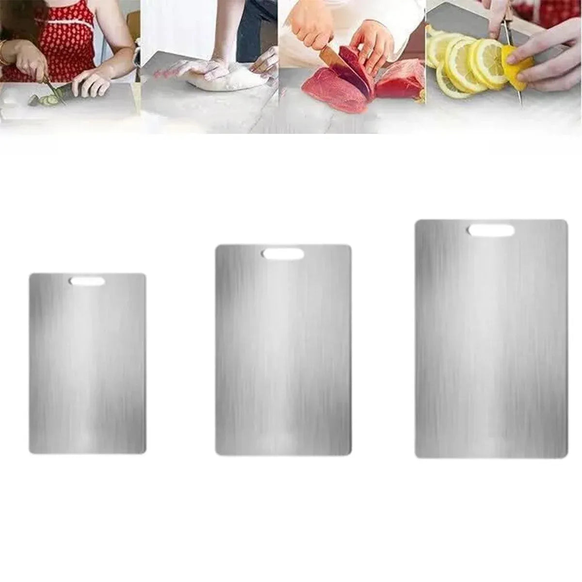 Double-Sided Stainless Steel Cutting Board Household Kitchen Chopping Board - 34x23cm