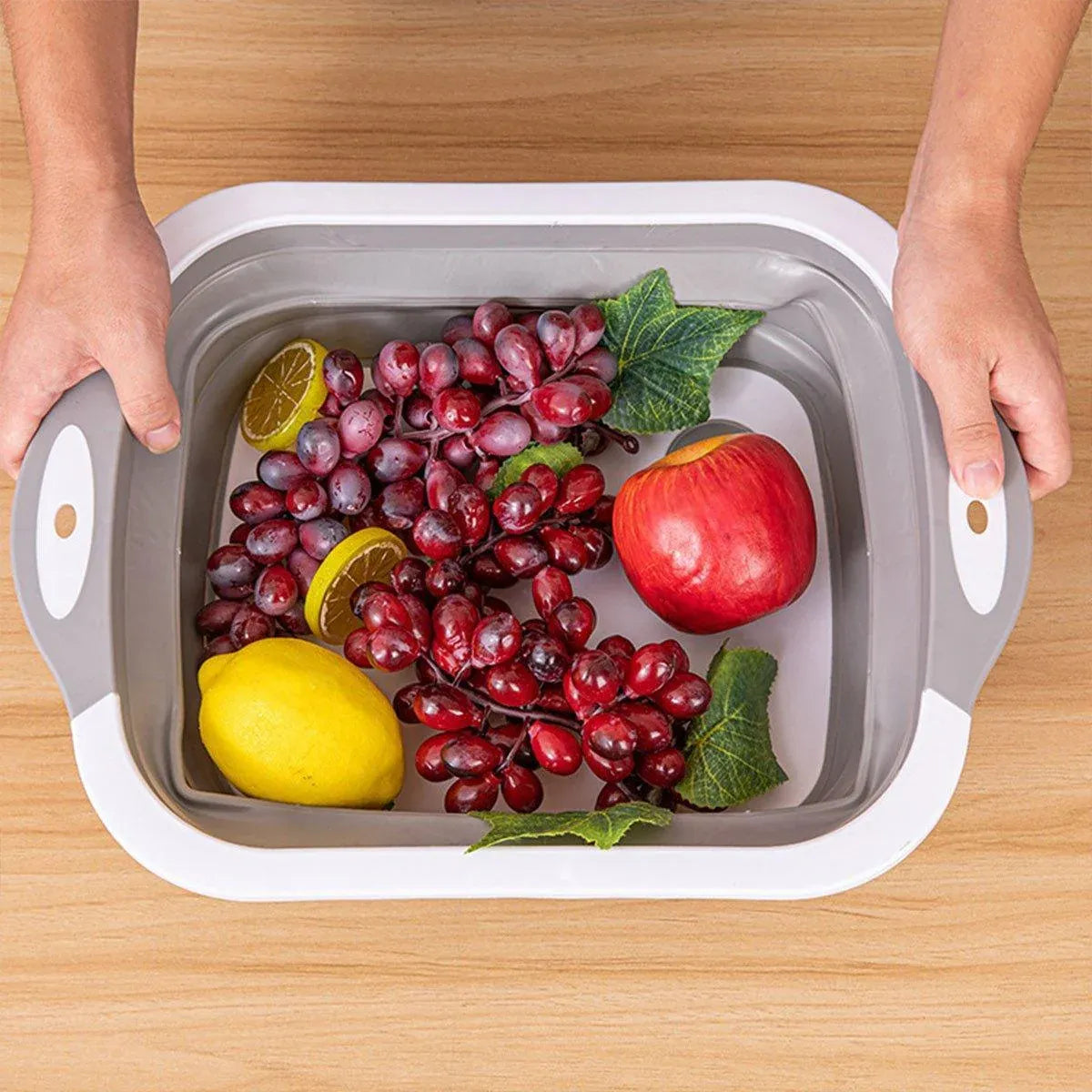 Multifunctional Plastic Sink Cutting Board Foldable Draining Basket Outdoor Dish - Green