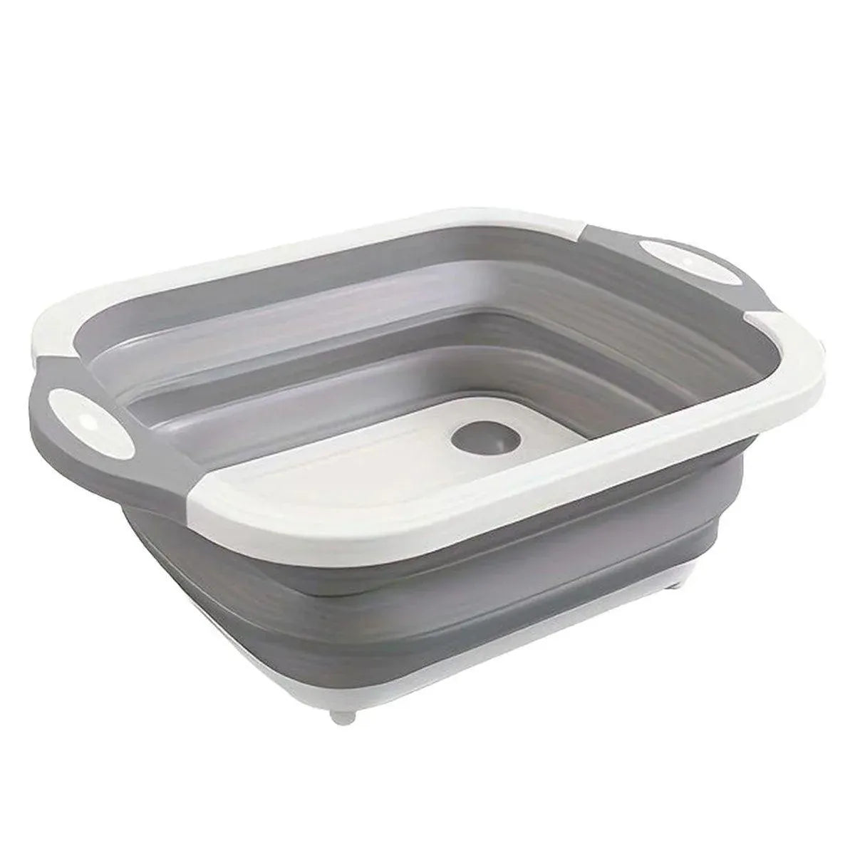 Multifunctional Plastic Sink Cutting Board Foldable Draining Basket Outdoor Dish - White