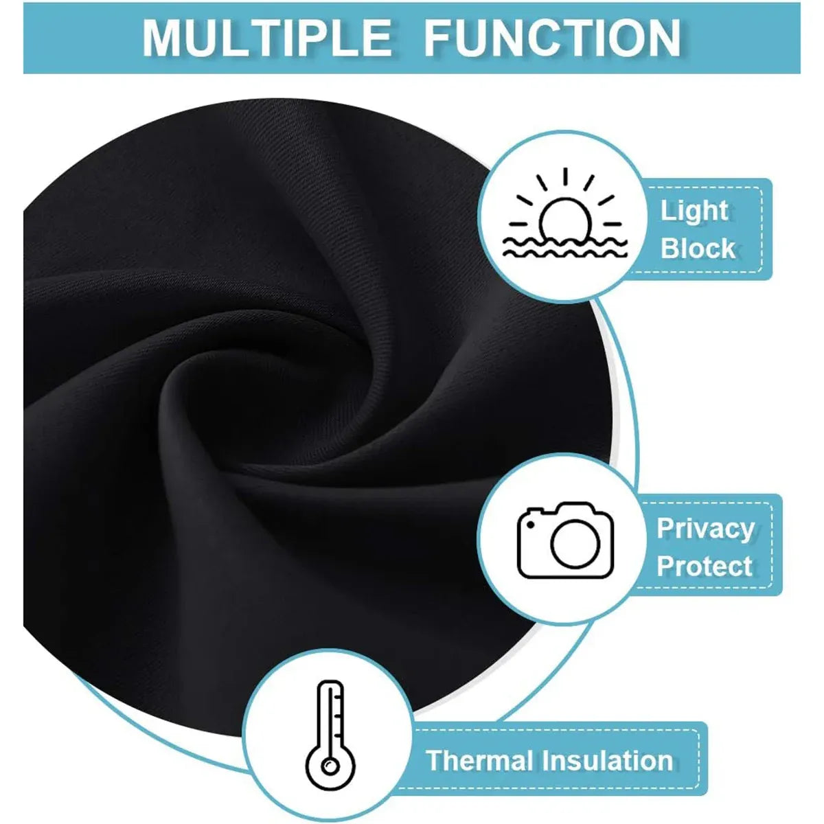 Home Blackout Door Curtain Thermal Insulated Durable for Bedroom Living Room - Black