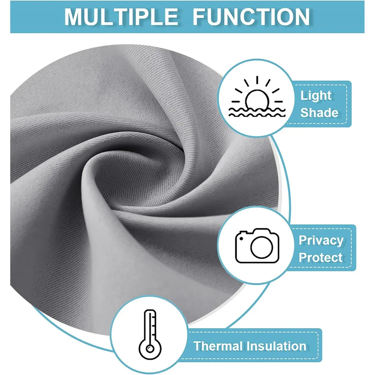 Home Blackout Door Curtain Thermal Insulated Durable for Bedroom Living Room - Black