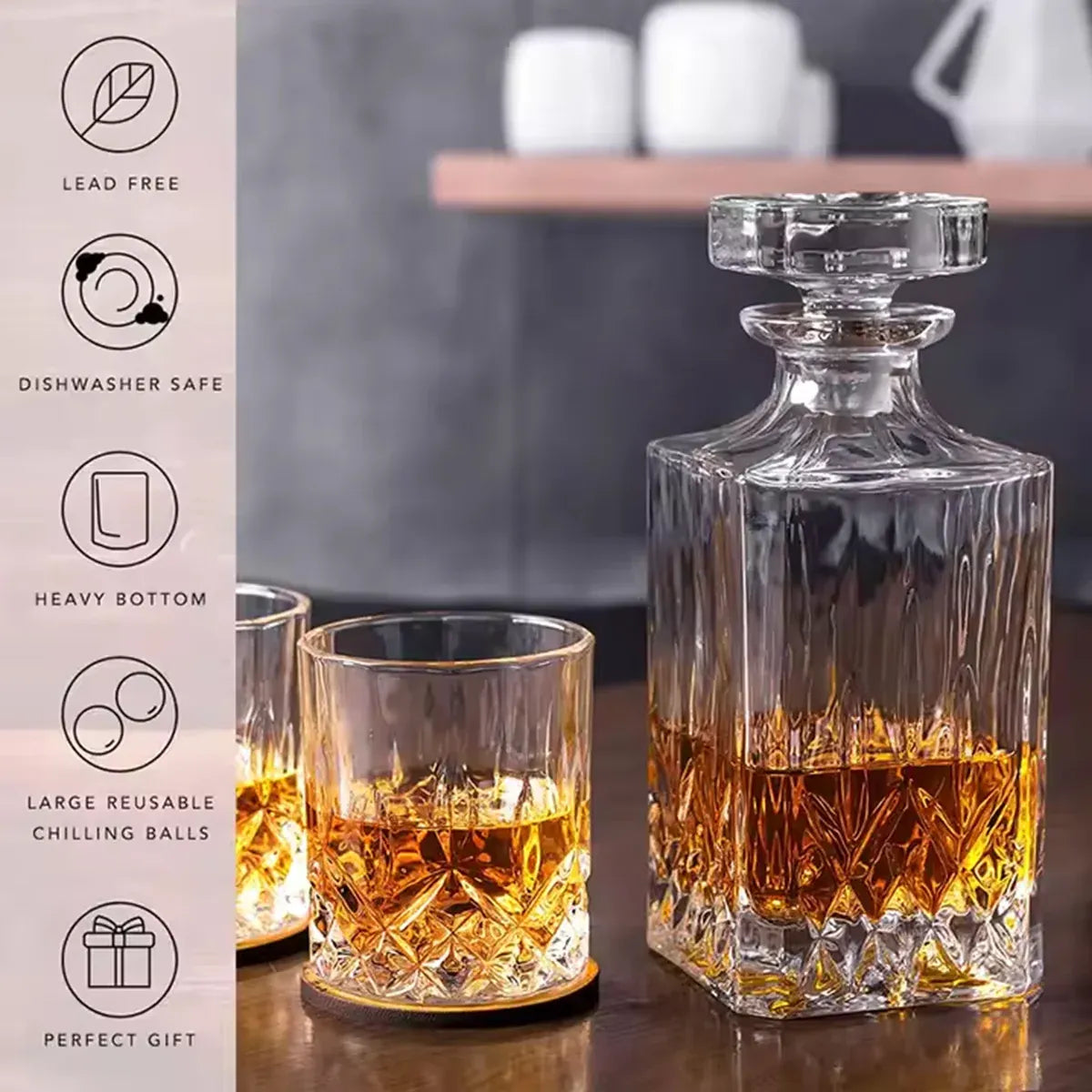 Whisky Wine Bottles Glass Wine Sets Glass Storage Container for Home Bar