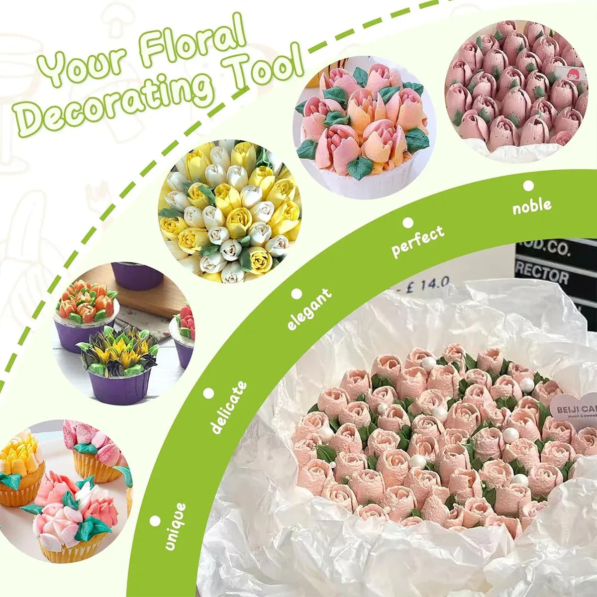 Russian Piping Tips Cake Decorating Set - 14 or 32 PCS Stainless Steel Nozzles - 14PCS