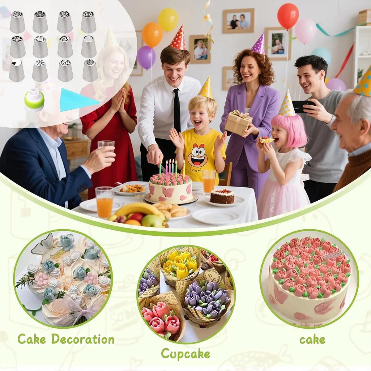 Russian Piping Tips Cake Decorating Set - 14 or 32 PCS Stainless Steel Nozzles - 32PCS