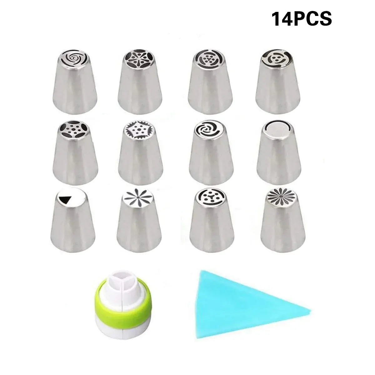 Russian Piping Tips Cake Decorating Set - 14 or 32 PCS Stainless Steel Nozzles - 32PCS