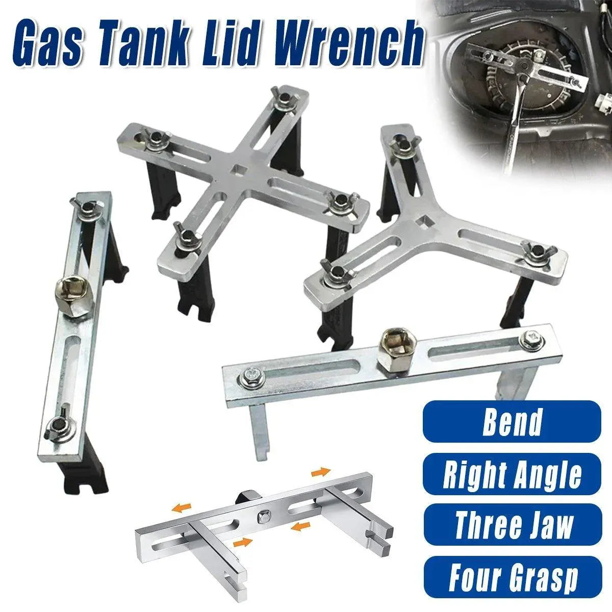 Adjustable Universal Fuel Tank Cover Removal Tool 3 Claws Gasoline Pump Wrench - Four-Grasp