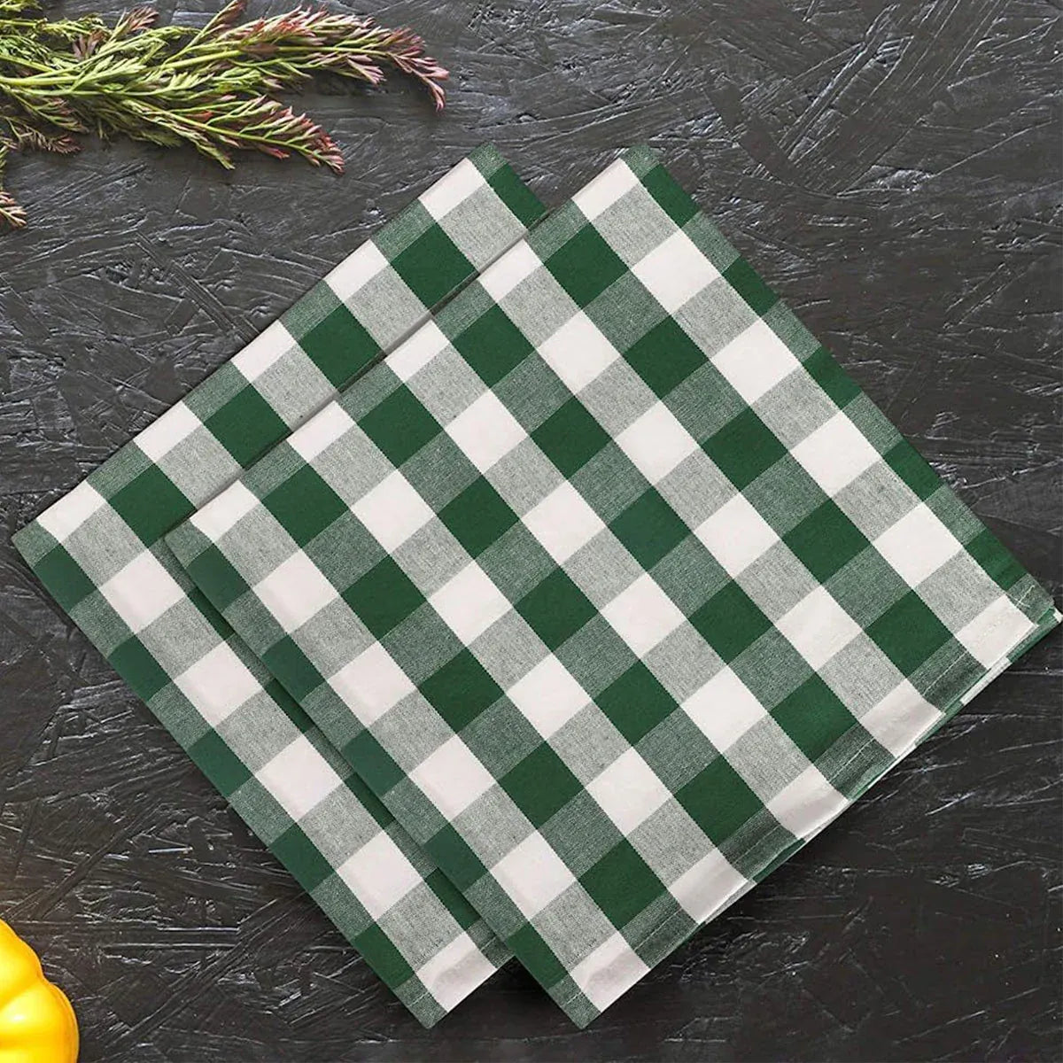 6PCS Checkered Kitchen Towels Dishwashing Cloths Cleaning Cloth Set for Home Use - Black